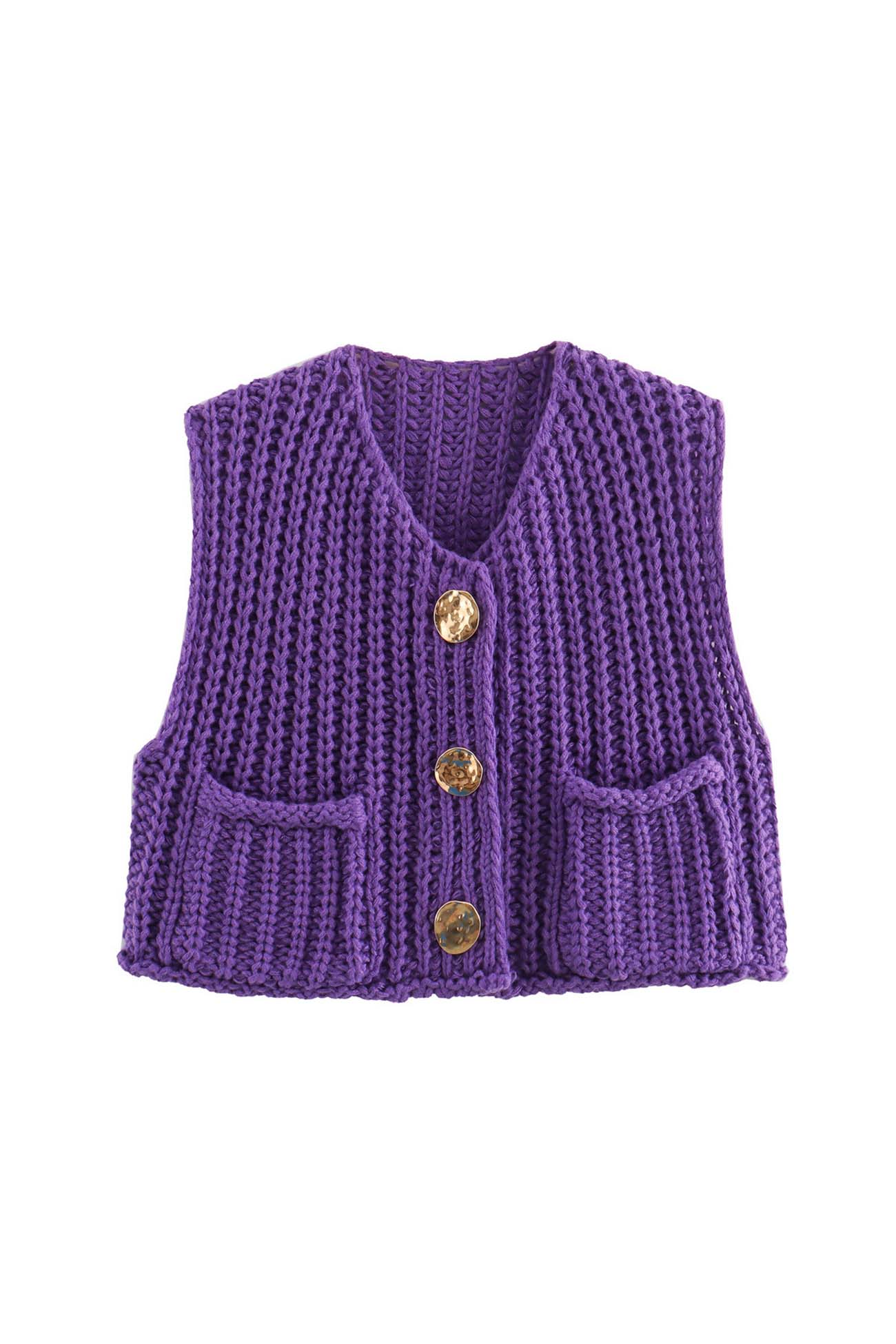 Katinka | Cardigan with a button placket at the front and sleeveless pockets - Image 11