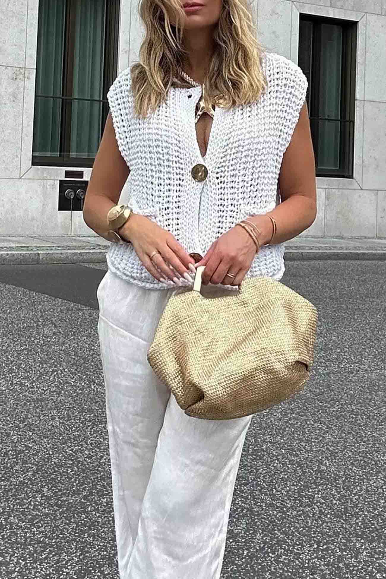 Katinka | Cardigan with a button placket at the front and sleeveless pockets - Image 8