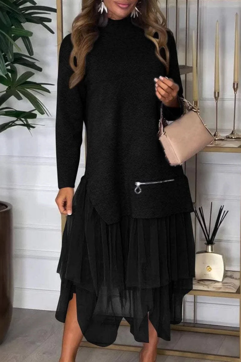 Katrien | Casual two-piece suit with turtleneck and long sleeves and slit - Image 7