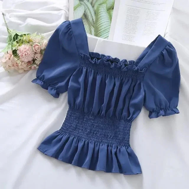 Katy® | Chiffontop Met Pofmouwen