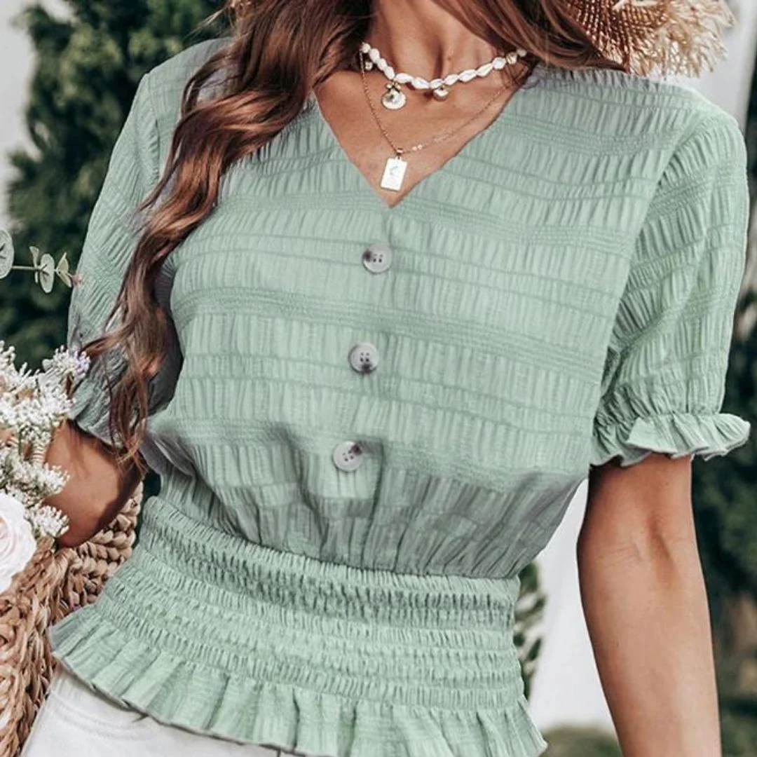 Keyla® | Blouse With Button Closure And Peplum - Image 4