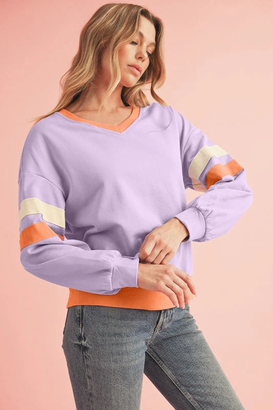 Kirsten | Ribbed patchwork sweatshirt with dropped shoulders and V-neck - Image 10