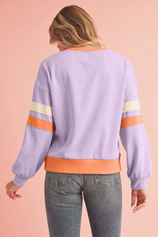 Kirsten | Ribbed patchwork sweatshirt with dropped shoulders and V-neck - Image 5