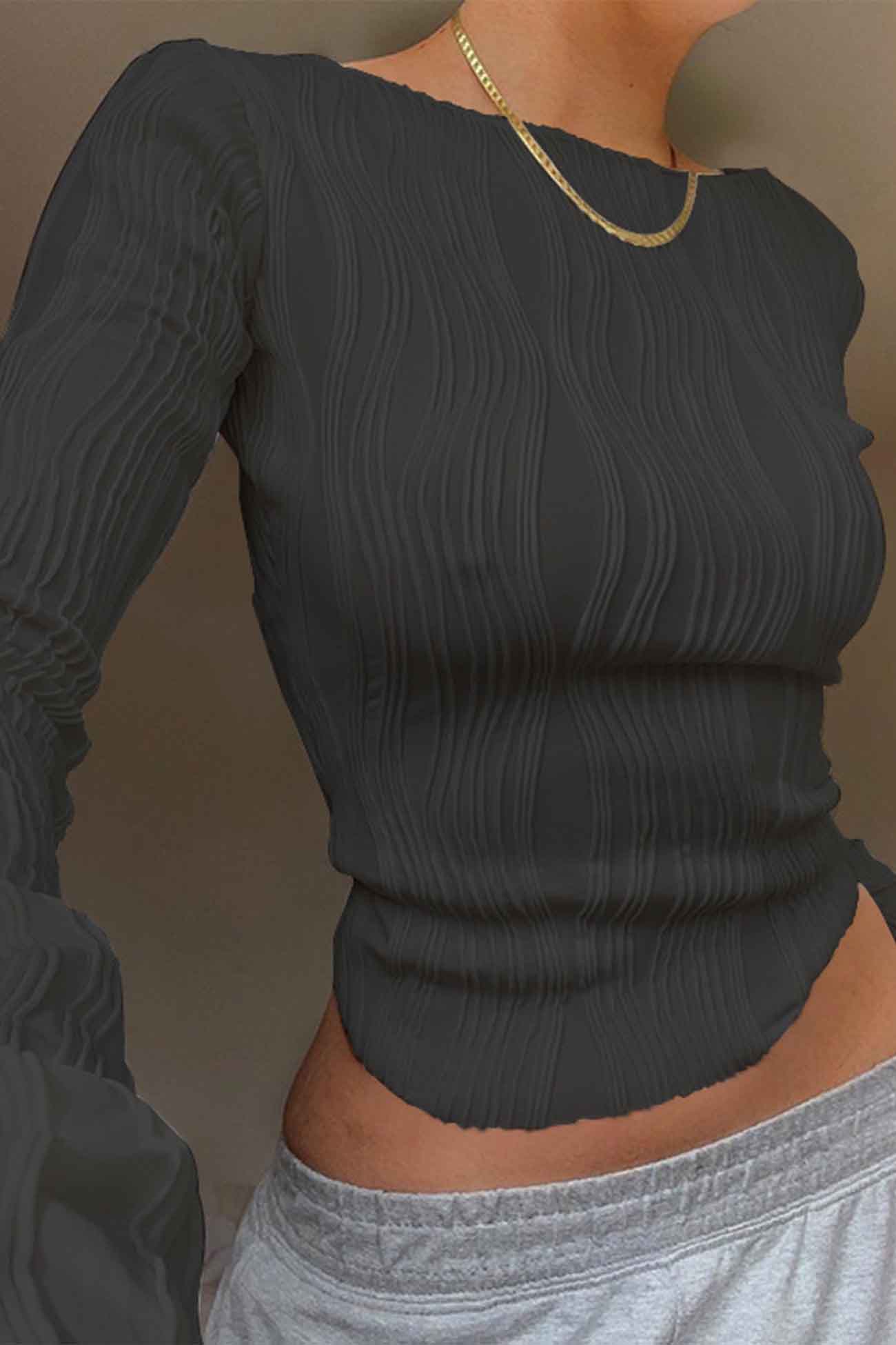Kirsten | Structured long-sleeved shirt with a crew neck - Image 6