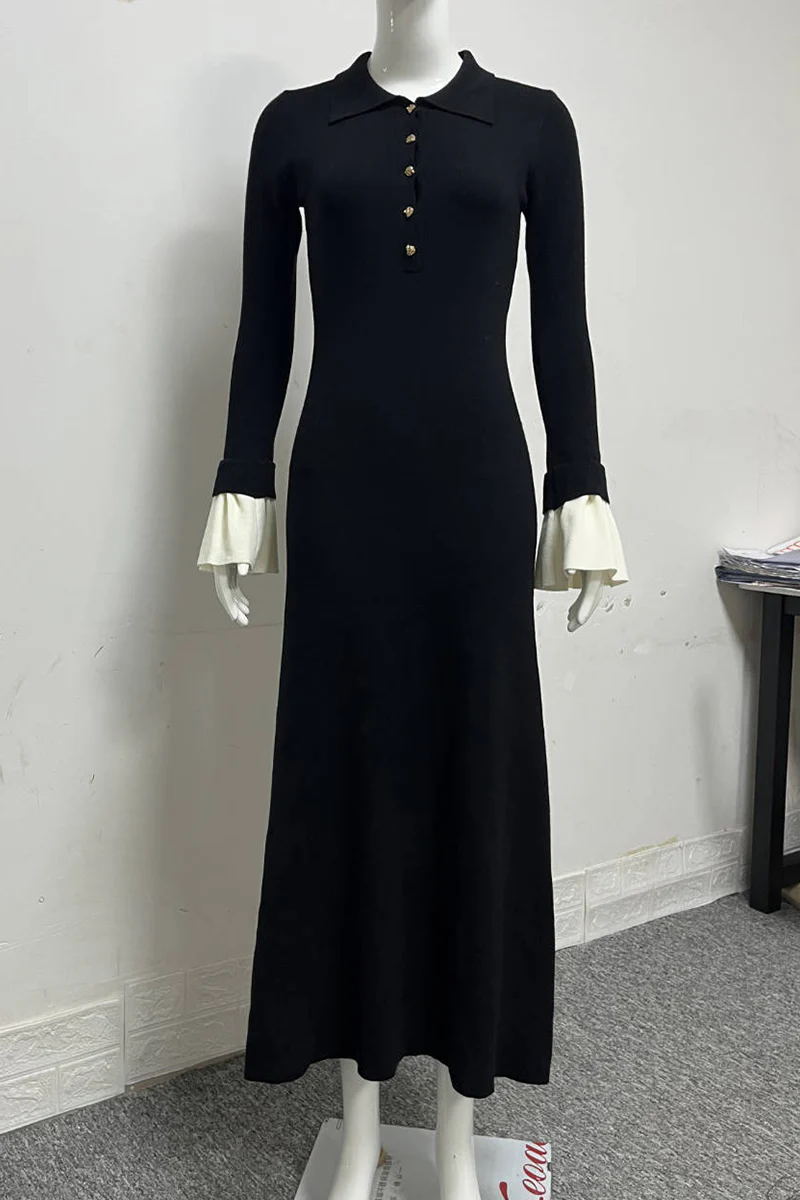 Klara | Elegant Ruffle Braid Contrast O-neck Waist Skirt Dresses - Image 5