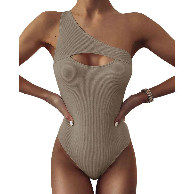 Kristi® | New Bikini Solid Color One-Shoulder One-Piece Swimsuit Women - Image 4