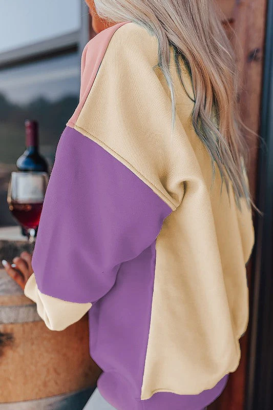 Krystel | Color block patchwork drop sweatshirt for women - Image 13