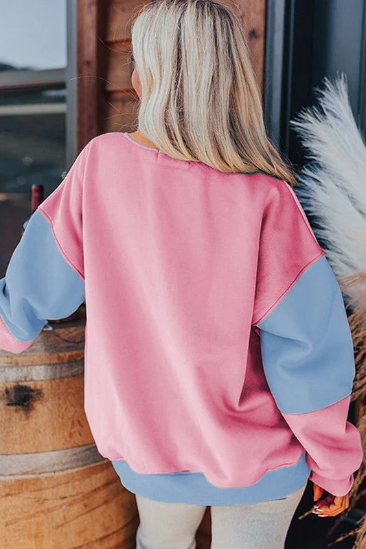 Krystel | Color block patchwork drop sweatshirt for women - Image 7
