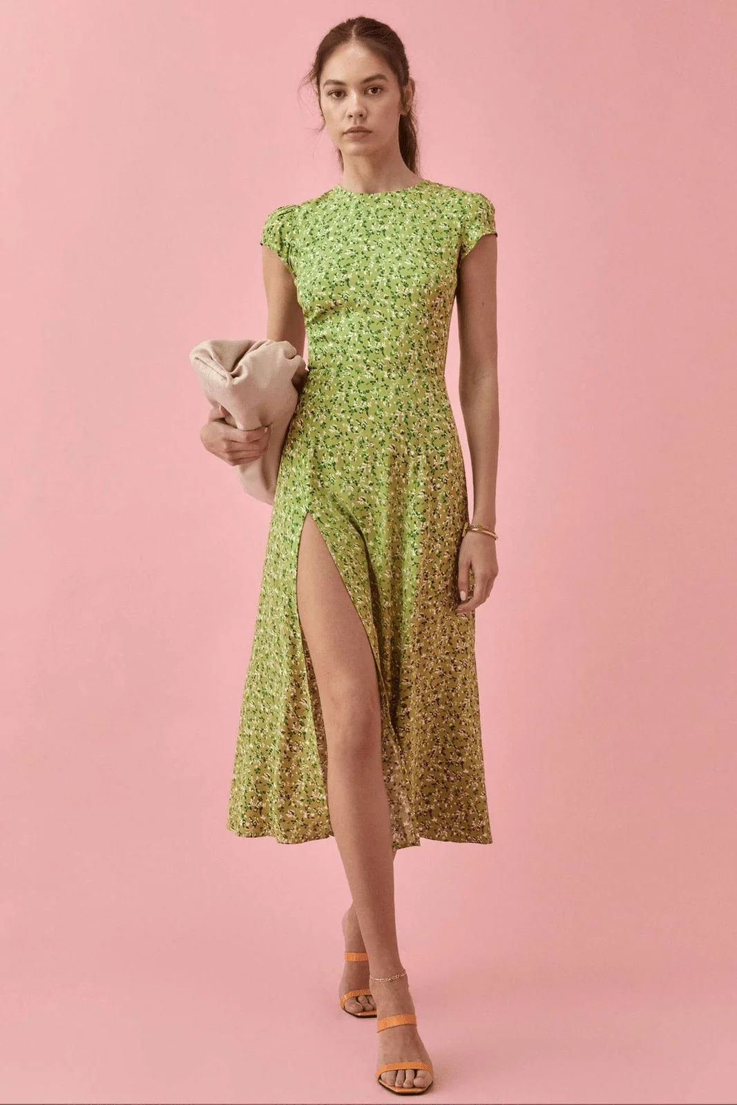 Krystel® | Printed Round Neck Midi Summer Dress With Slit - Image 4
