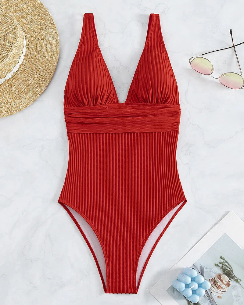 Krystel® | Ribbed, Solid-Colored Swimsuit - Image 5