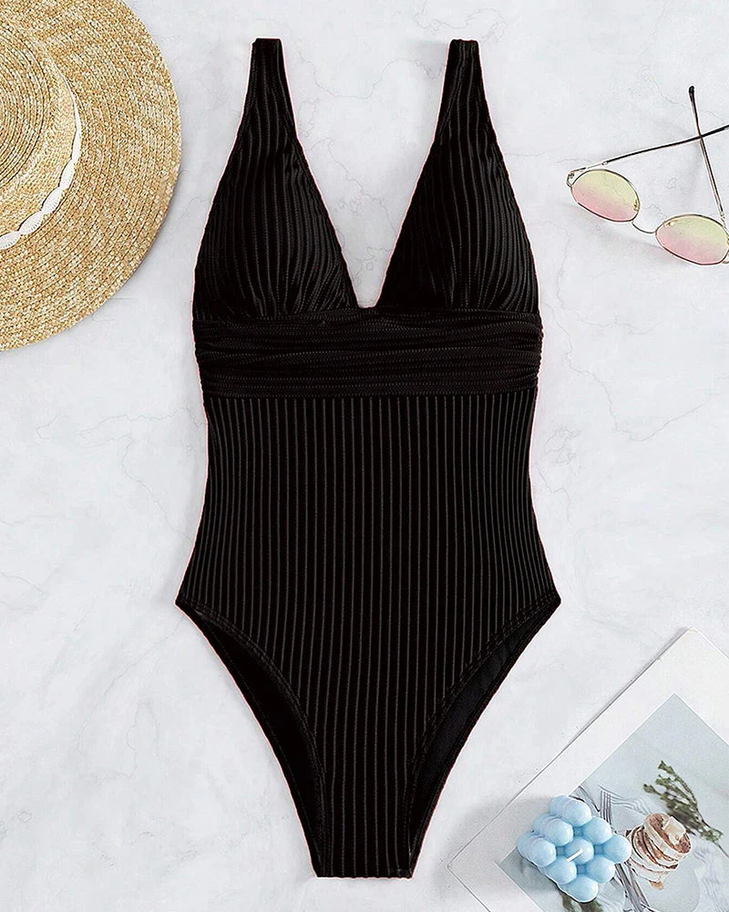 Krystel® | Ribbed, Solid-Colored Swimsuit - Image 7