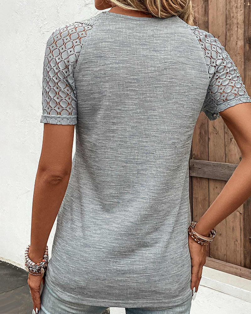Krystel® | Stylish Lace T-Shirt With Short Sleeves - Image 4