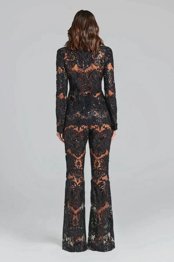 Kura® | Blazer And Hollow Mesh Pants For Women - Image 3