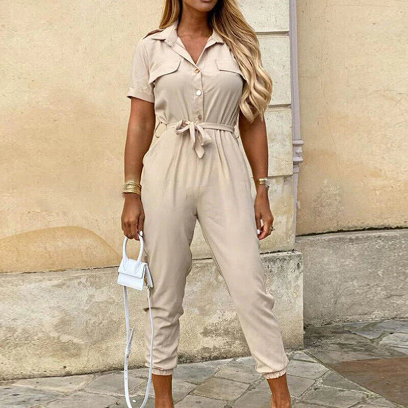 Kuroha® | Short Sleeve Belted Jumpsuit For Women - Image 12