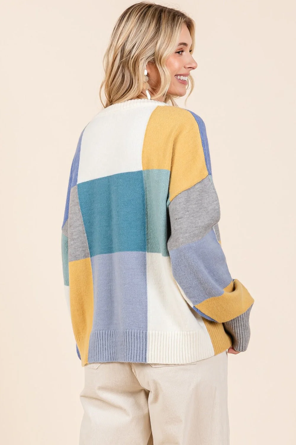 Lara | Mittoshop color block crew neck sweater - Image 2