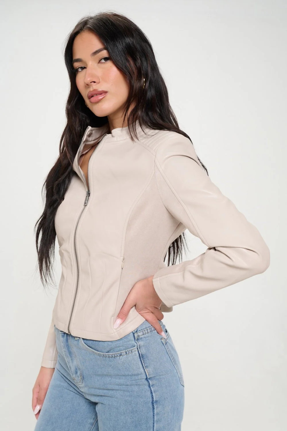 Lara | Vegan motorcycle jacket with zip - Image 3