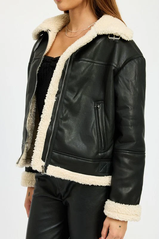 Larissa | SHEARLING MOTOR JACKET - Image 2