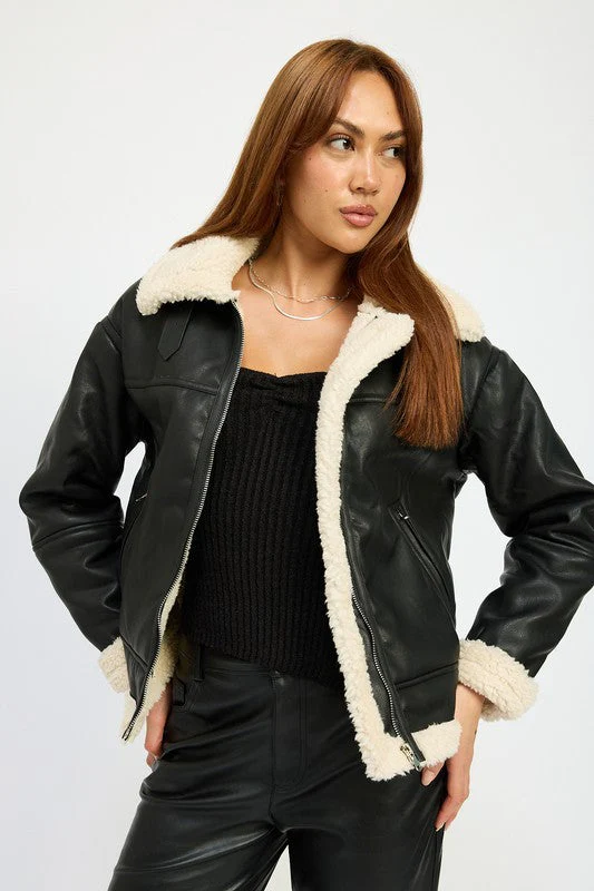Larissa | SHEARLING MOTOR JACKET - Image 3