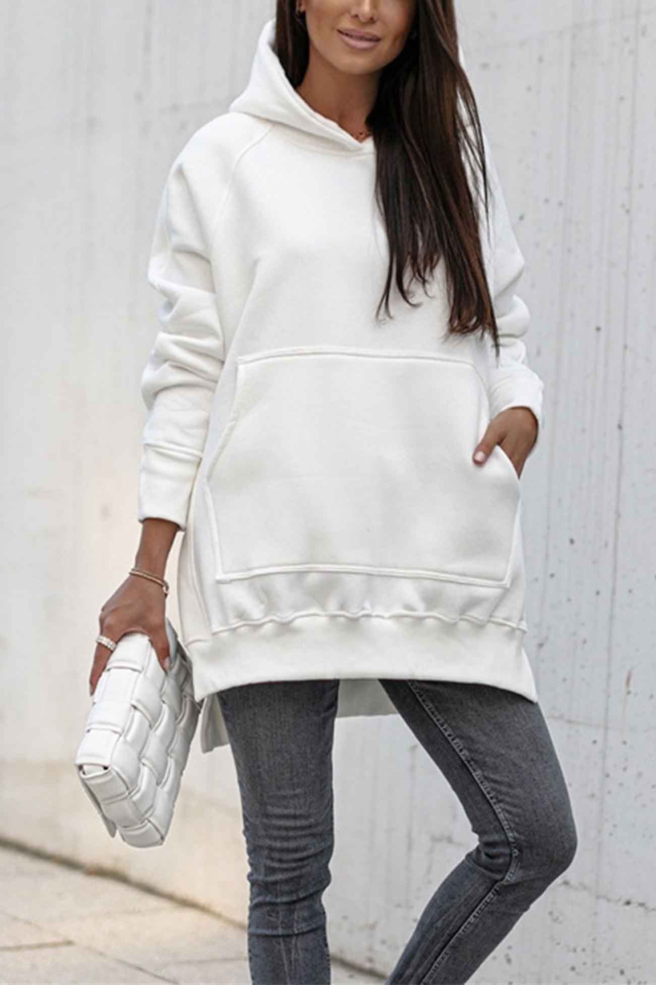 Larissa | Solid color hoodie with pocket slit - Image 5