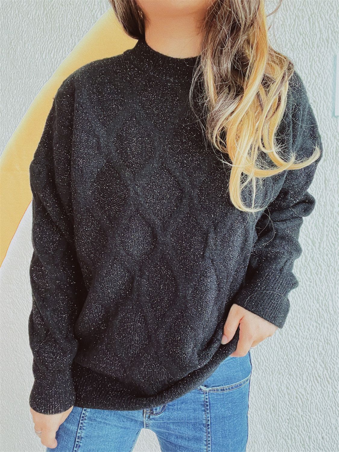 Laura | Diamond sweater with a crew neck and long sleeves - Image 2