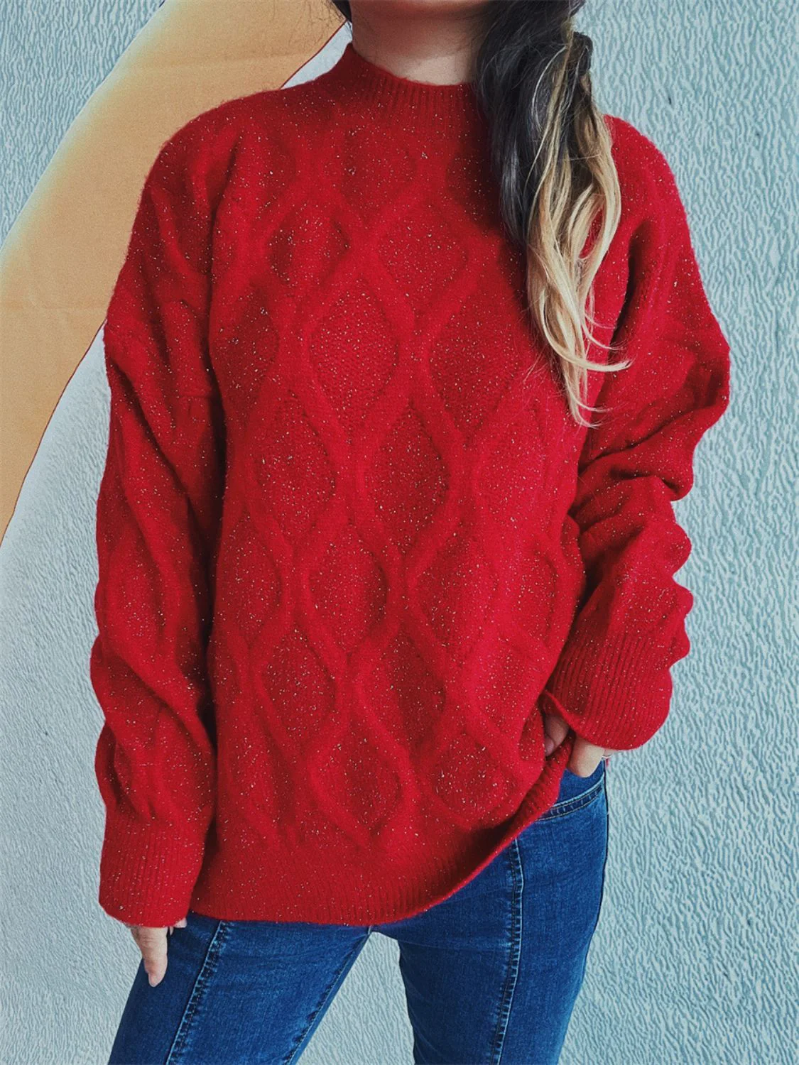 Laura | Diamond sweater with a crew neck and long sleeves - Image 22