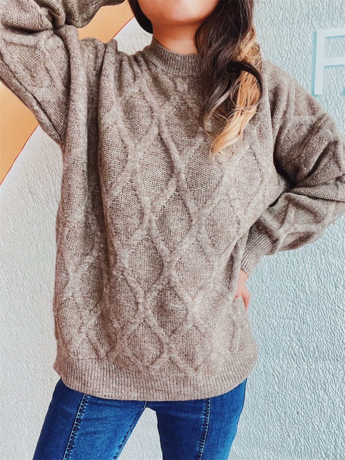 Laura | Diamond sweater with a crew neck and long sleeves - Image 4
