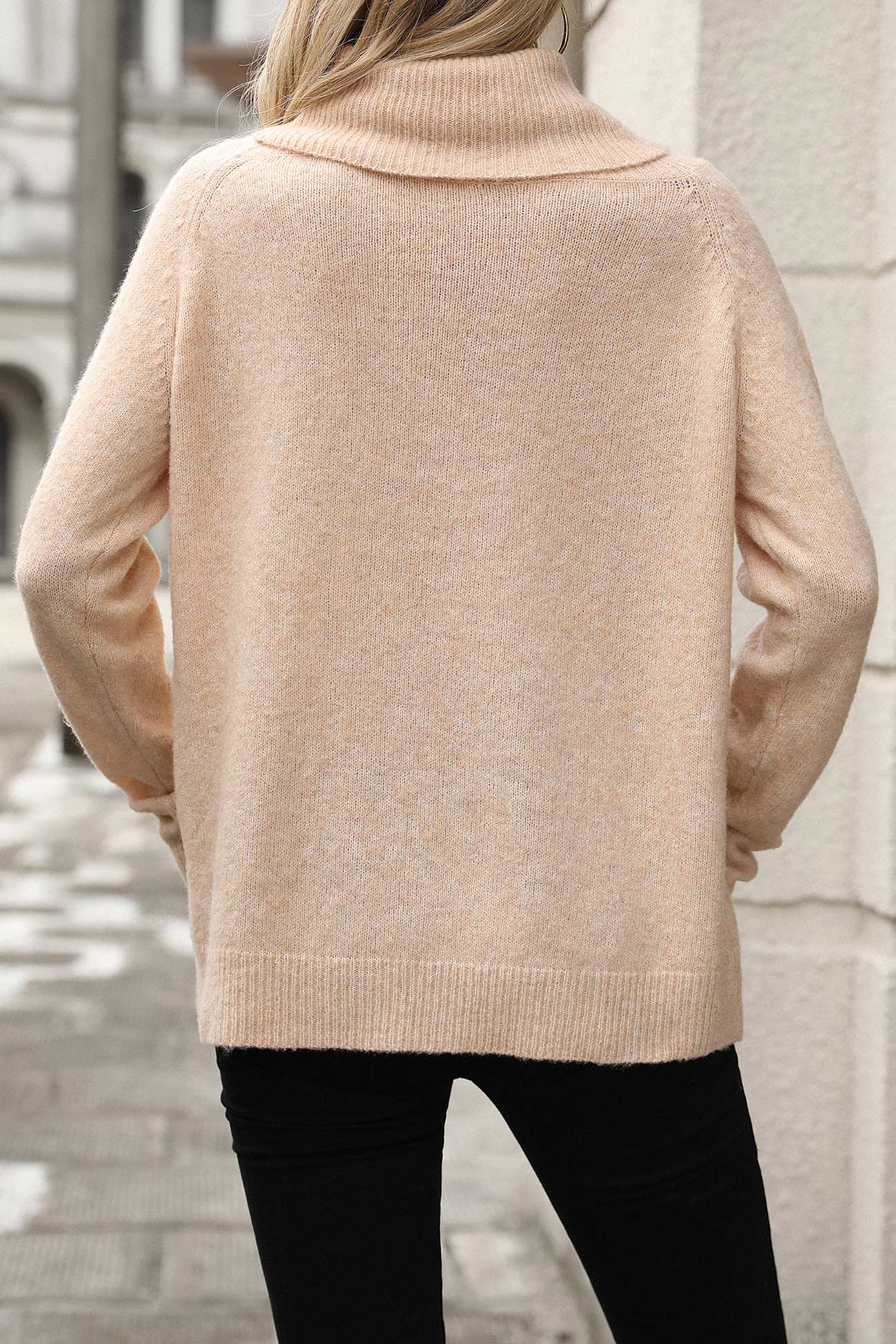 Laura | Solid color sweater with a stacked collar - Image 10