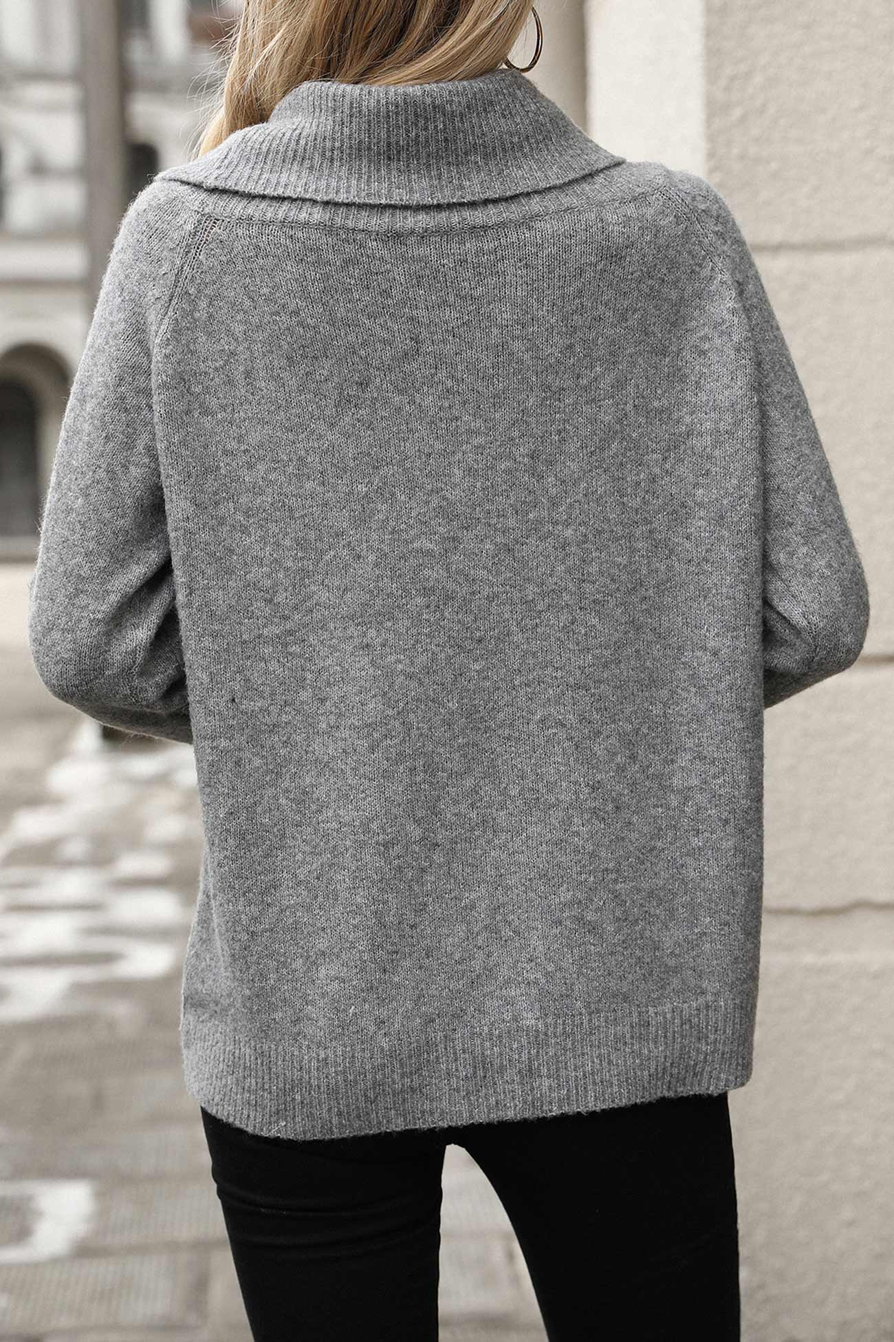 Laura | Solid color sweater with a stacked collar - Image 5