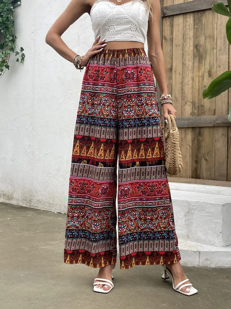 Laura® | Wide Leg Trousers With Tribal Print