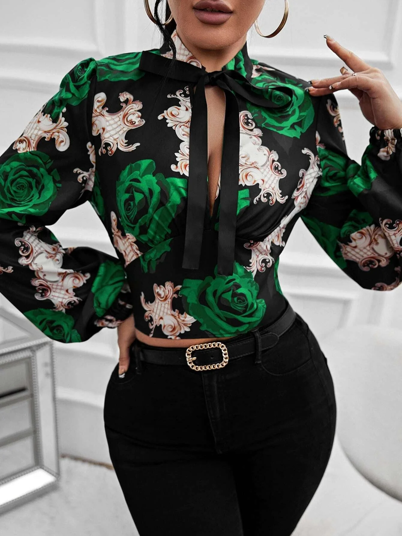 Laura® | Women'S Blouse With Bow Collar And Floral Design - Image 5