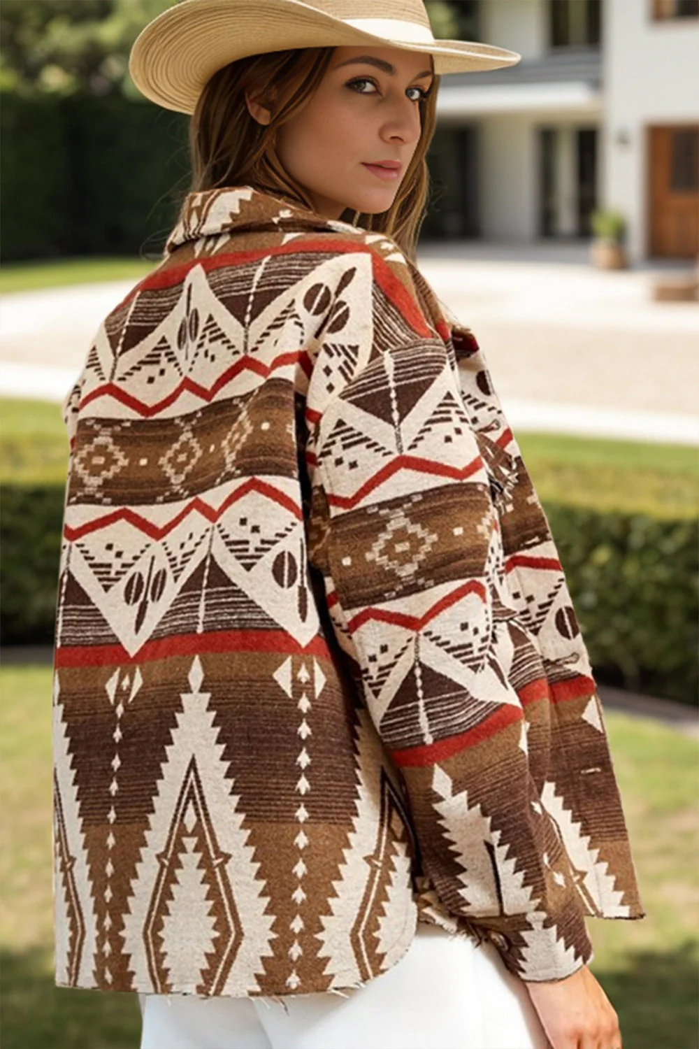 Lea | Geometric long sleeve button down jacket - Image 6