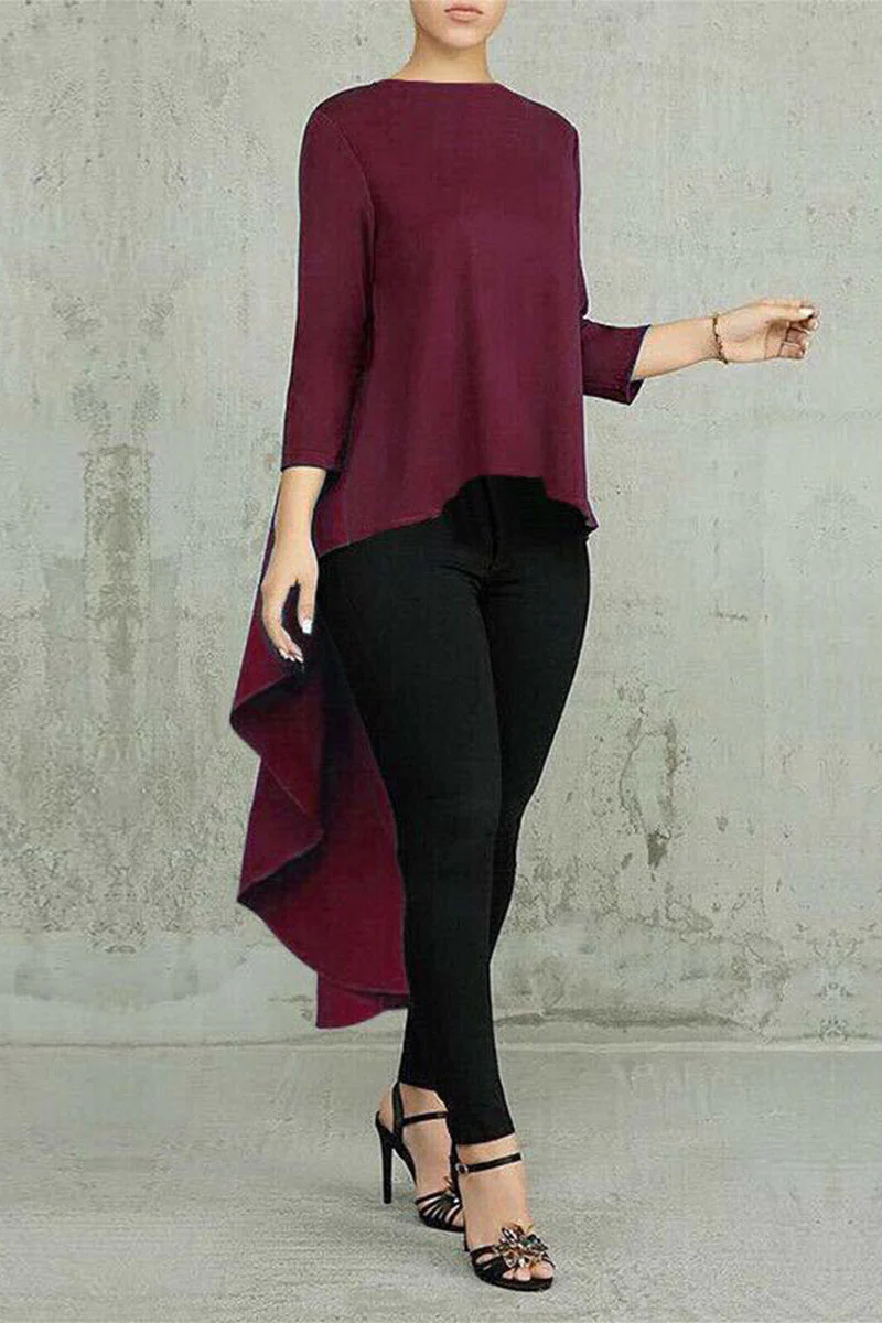 Leila | Casual, simple, solid, asymmetrical O-neck tops - Image 4