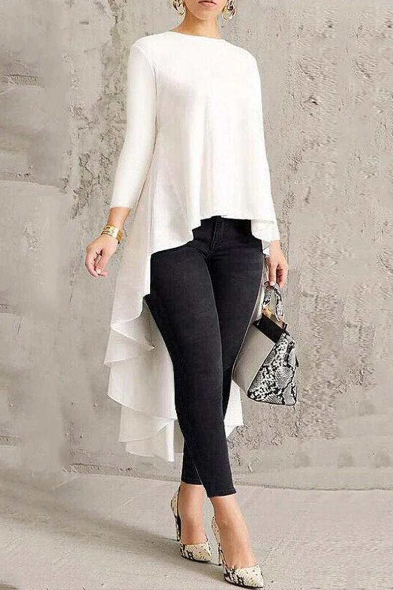 Leila | Casual, simple, solid, asymmetrical O-neck tops - Image 6