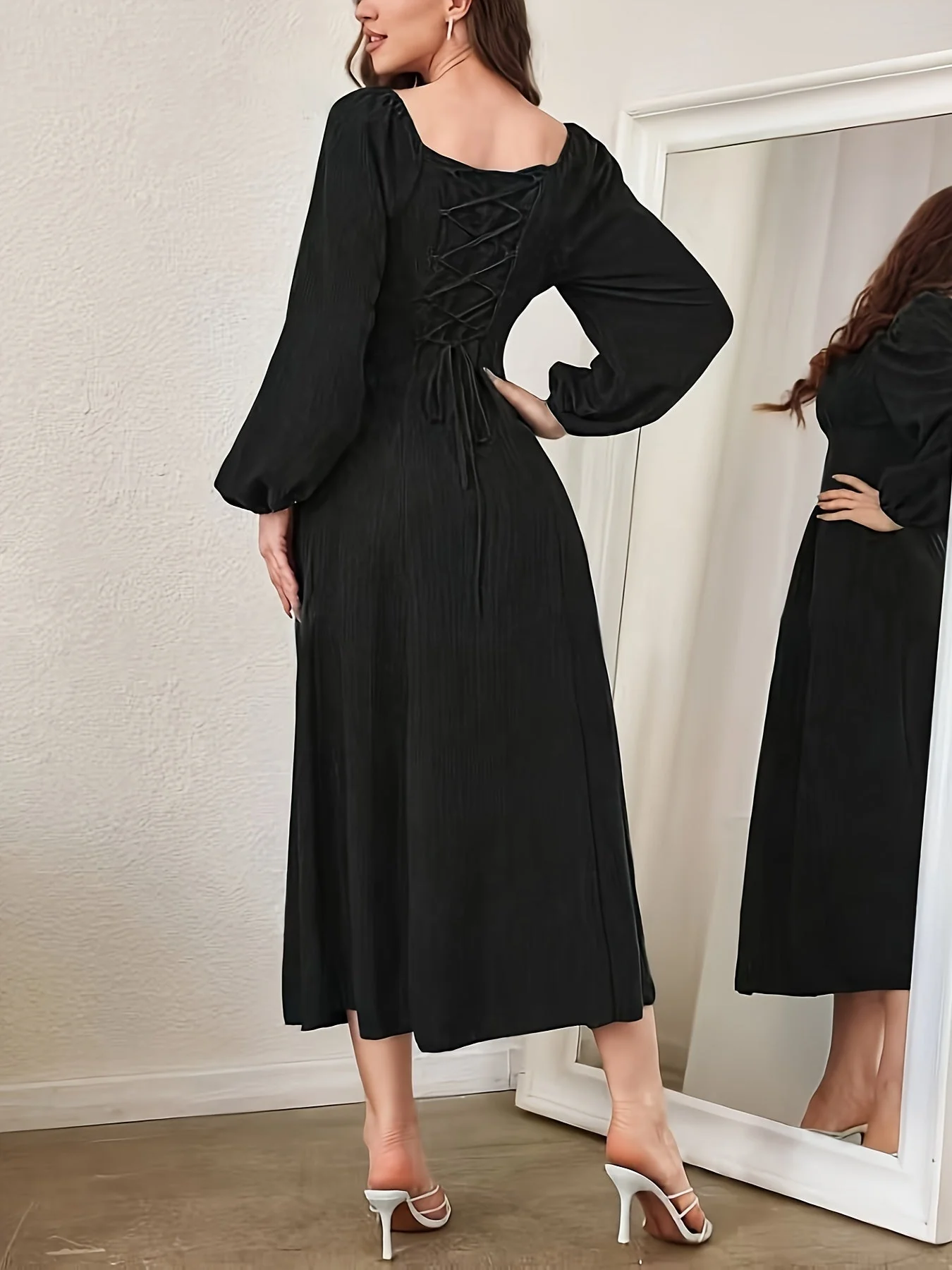 Leila® | Elegant Midi Dress With Cross Straps - Image 10