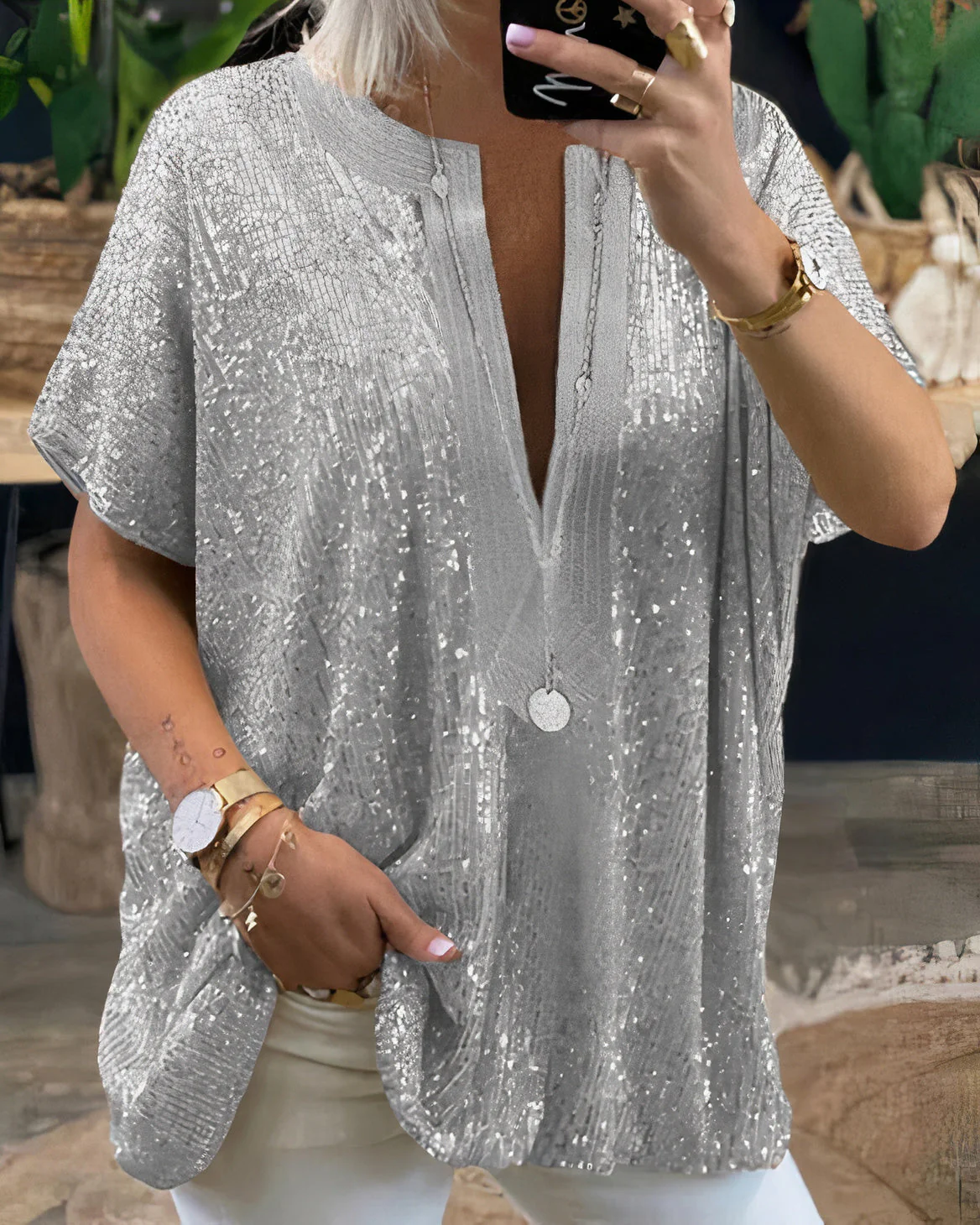 Leila® | Elegant Sequin Blouse For Women - Image 2