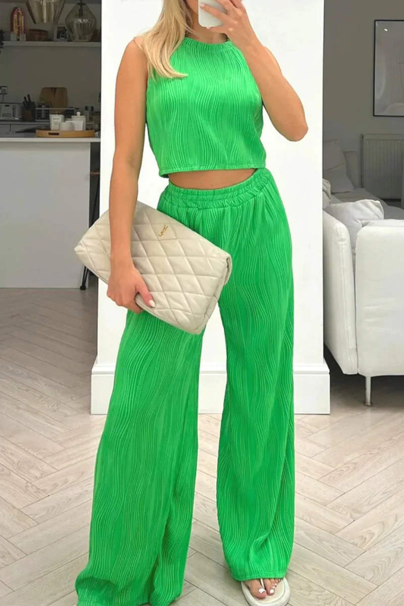 Leila® | Elegant Sleeveless Top And High-Waisted Pants Set - Image 4