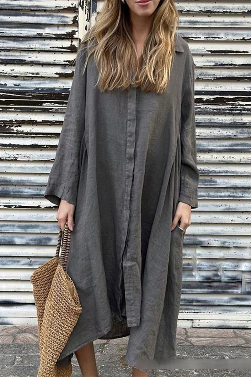 Leire | Casual shirt dresses with pocket turn-down collars - Image 3