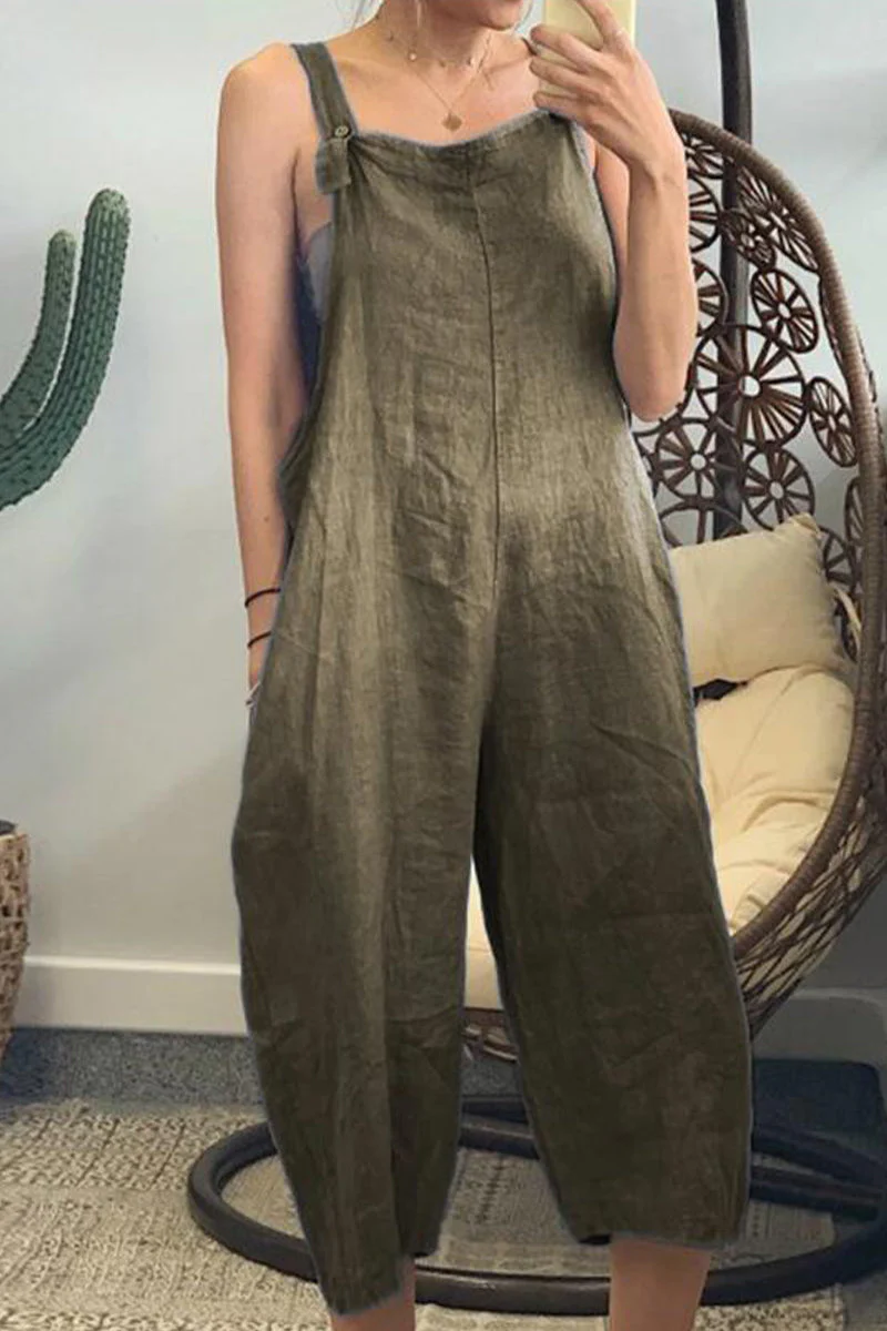 Leire | Casual simple solid patchwork square collar jumpsuits - Image 2