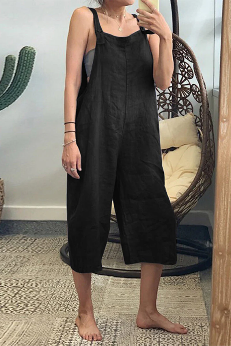 Leire | Casual simple solid patchwork square collar jumpsuits - Image 3