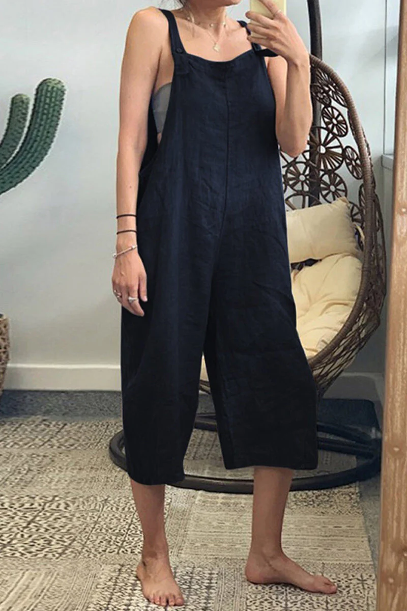 Leire | Casual simple solid patchwork square collar jumpsuits - Image 4
