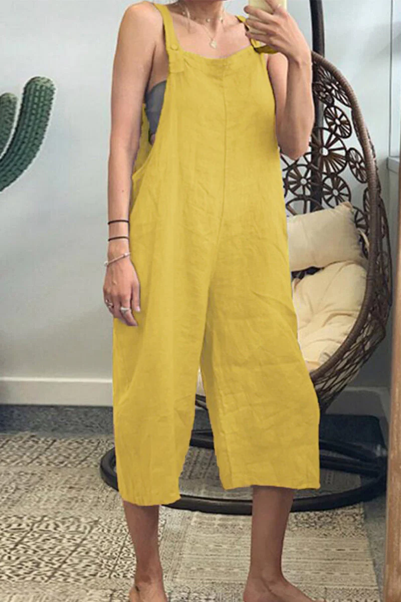 Leire | Casual simple solid patchwork square collar jumpsuits - Image 6