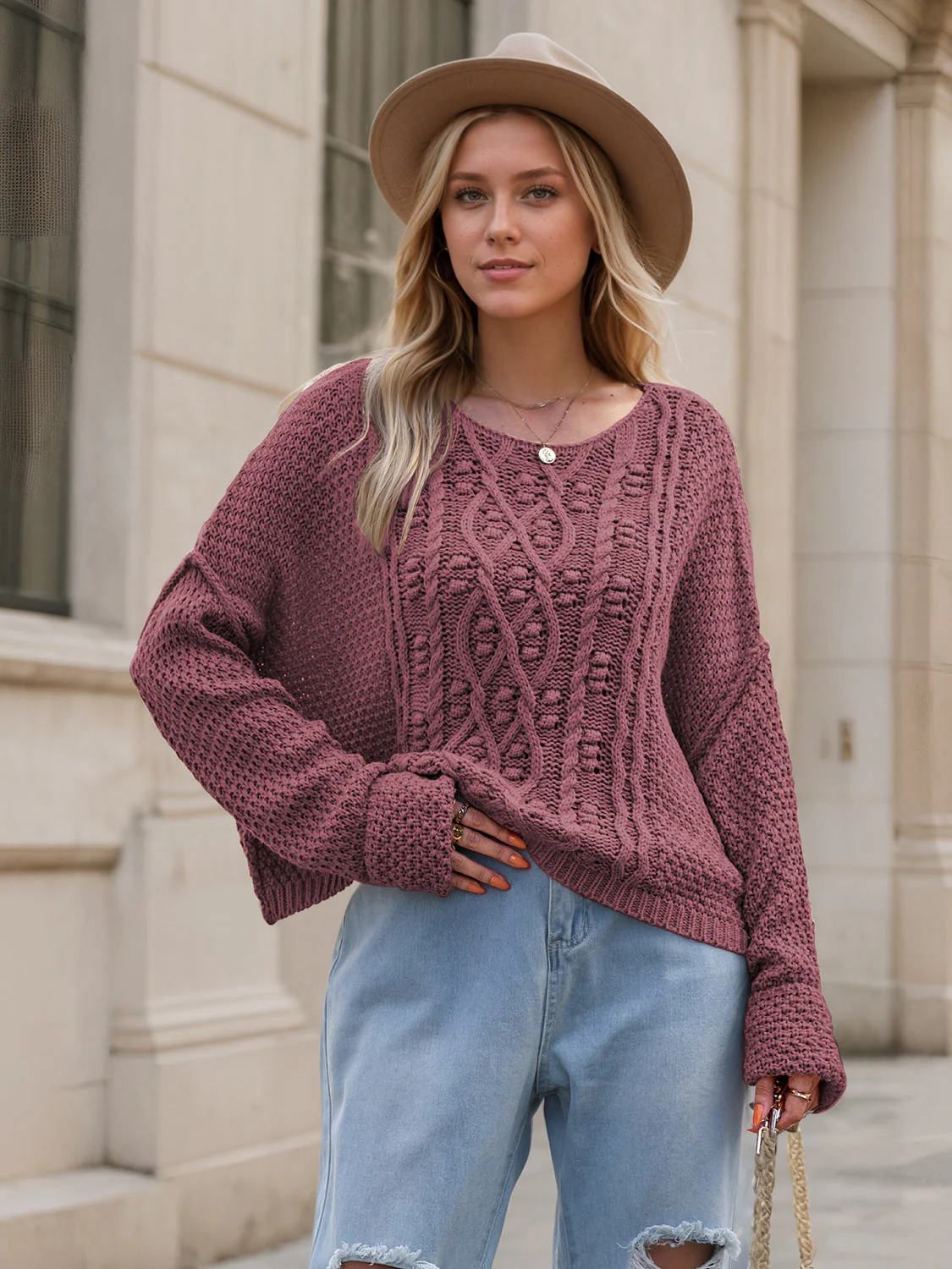 Lena | Long-sleeved sweater with a crew neck and dropped shoulders - Image 10