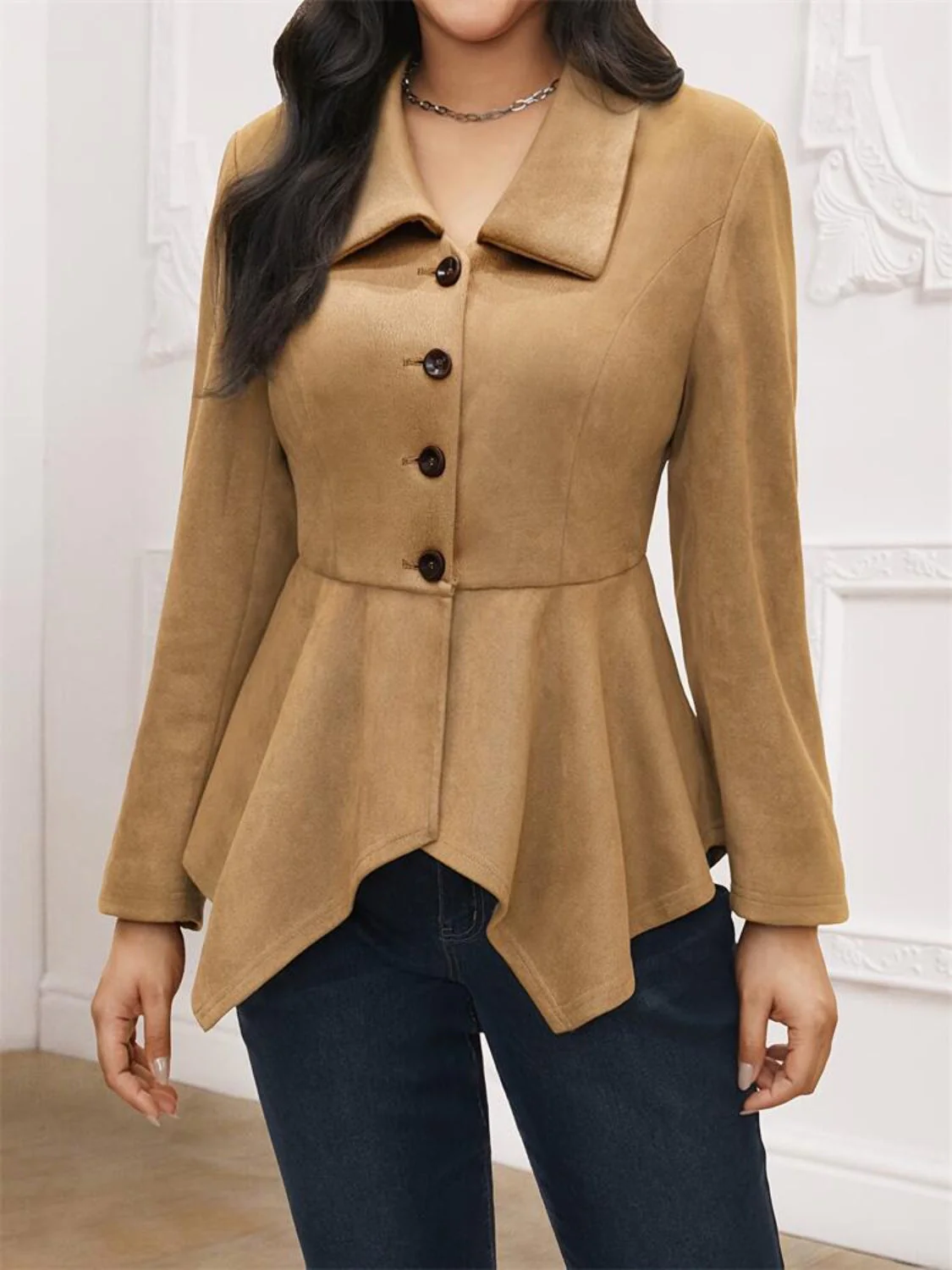 Leonie | Jacket with handkerchief hem and buttoned collar - Image 3