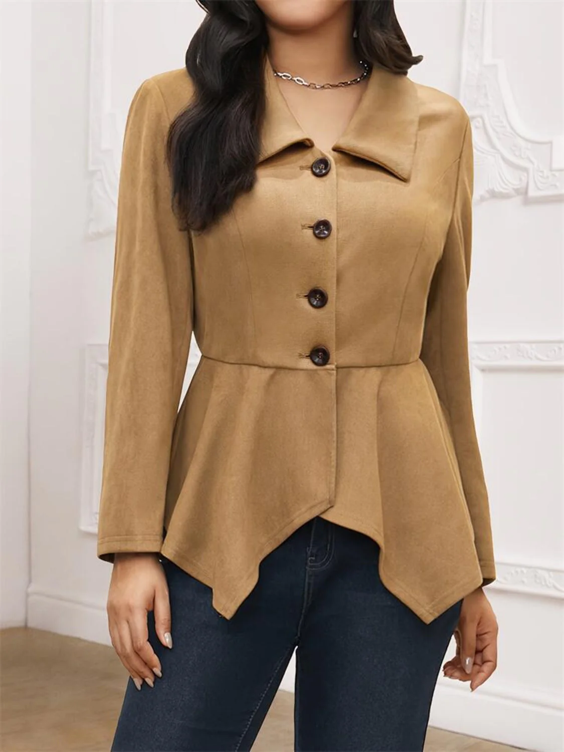 Leonie | Jacket with handkerchief hem and buttoned collar - Image 4