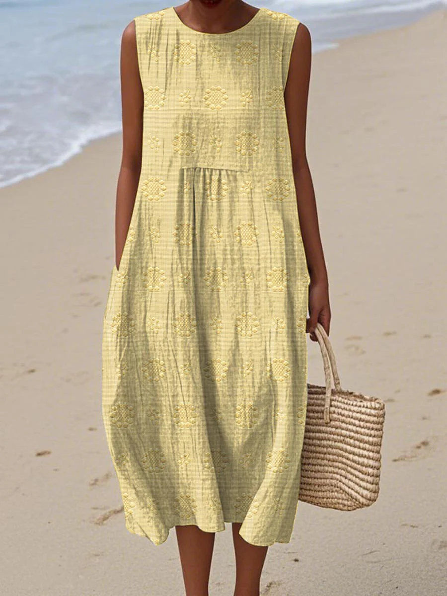 Leonor® | Elegant sleeveless women's cotton dress with pockets - Image 7