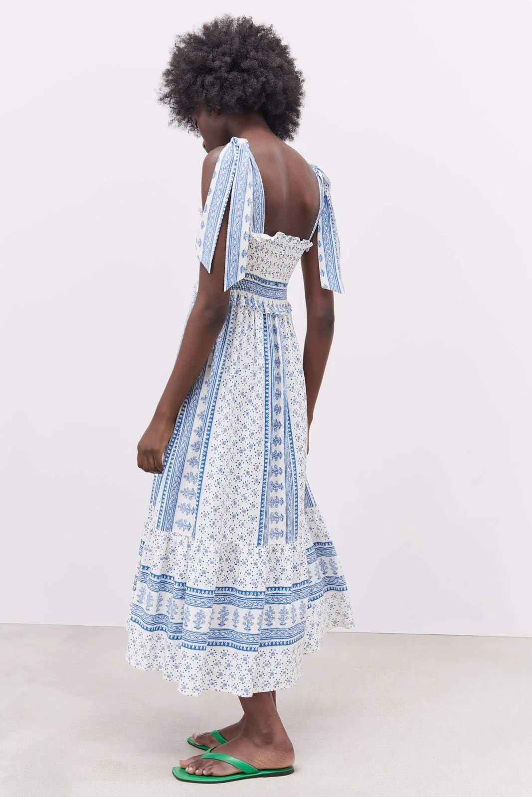 Leonor® | Printed Midi Dress With Gathered Straps - Image 3