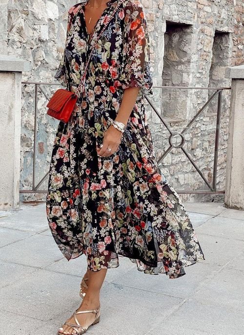 Lidia® | Comfortable Women'S V-Neck Dress With Floral Pattern - Image 2
