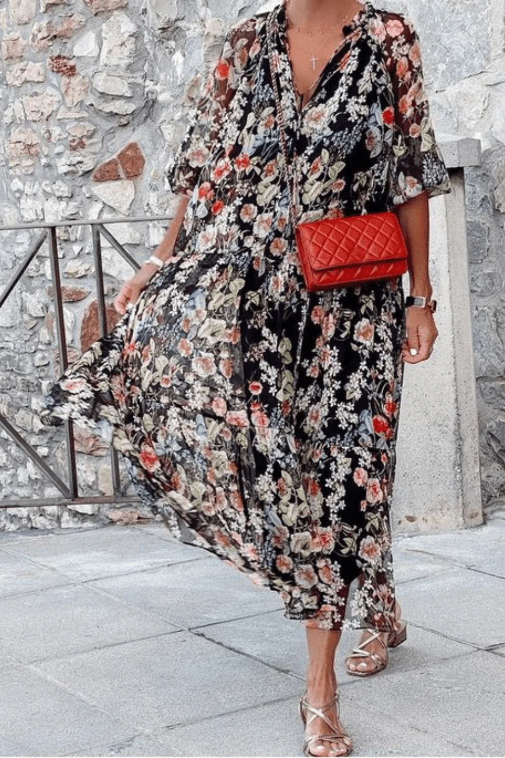 Lidia® | Comfortable Women'S V-Neck Dress With Floral Pattern - Image 4