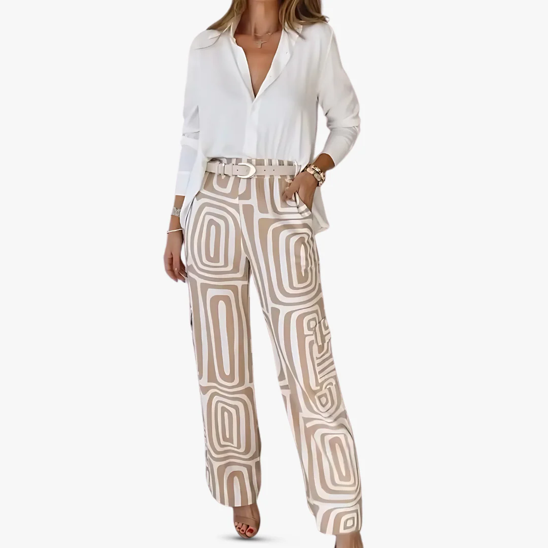 Lidia® | Elegant women's linen trouser suit set - Image 2