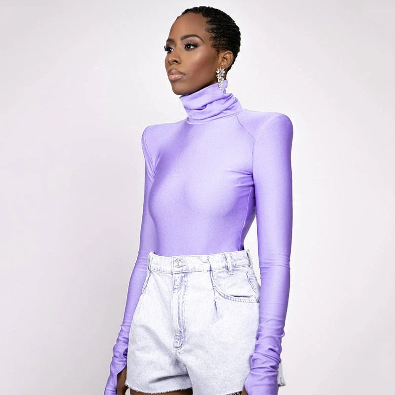 Lidia® | Shoulder Pad Turtleneck Bodysuit - Image 3